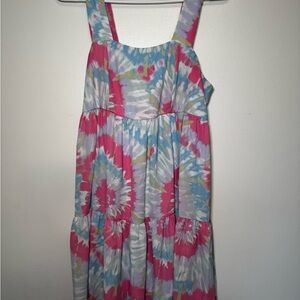 Adrienne Pink and Blue Tie-Dye Dress